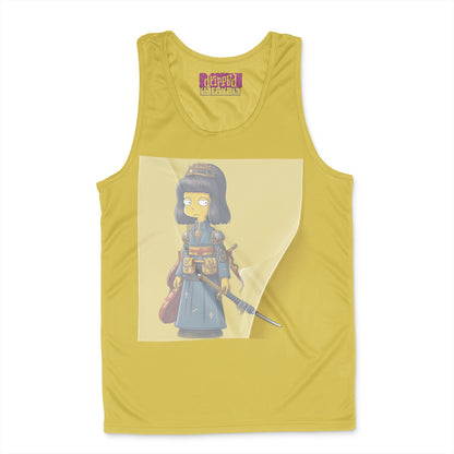 Simpsonized Samurai Siren Ready to Press White Tshirt Back Peel View