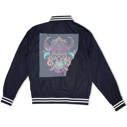 Neon Skull Fusion Art Ready to Press Heather Gray Sweater Front Peel View