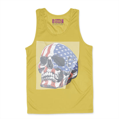 Patriotic Skull PopArt Ready to Press White Tshirt Back Peel View