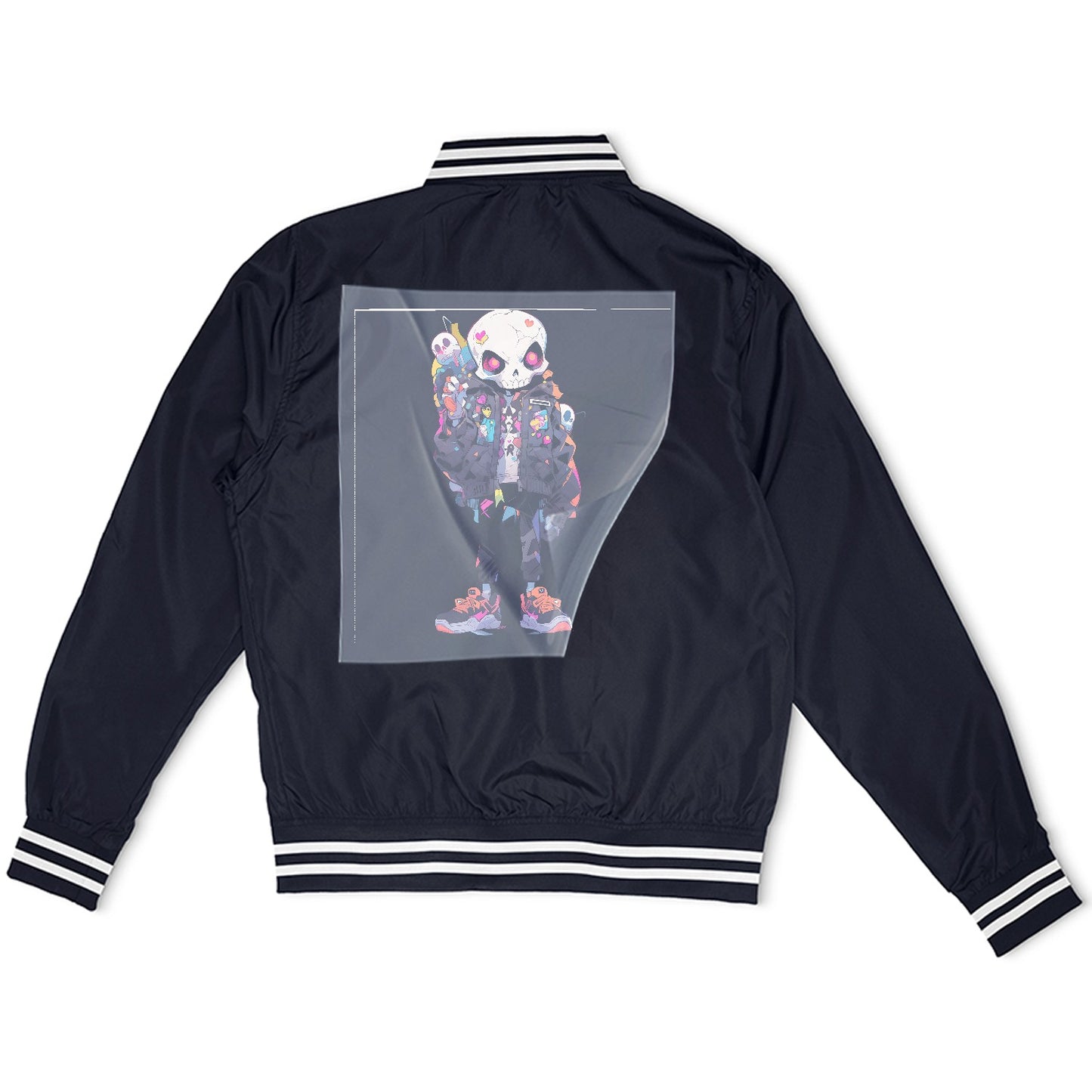 Skull Streetwear Fusion Ready to Press Heather Gray Sweater Front Peel View