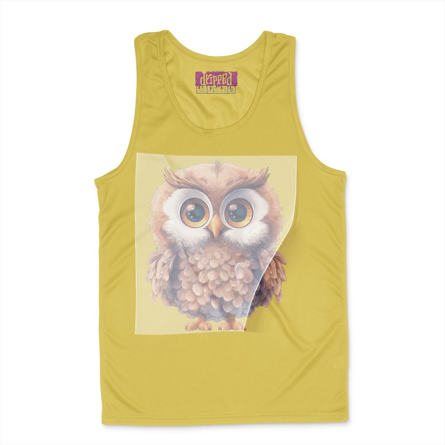 Vibrant Owl Illustration Ready to Press White Tshirt Back Peel View