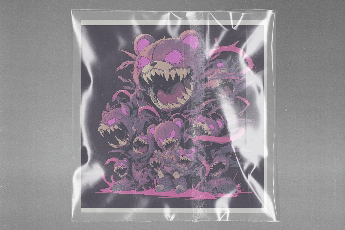 Creepy Cute Monster Teddy Ready to Press Film Peel Main Plastic Cover