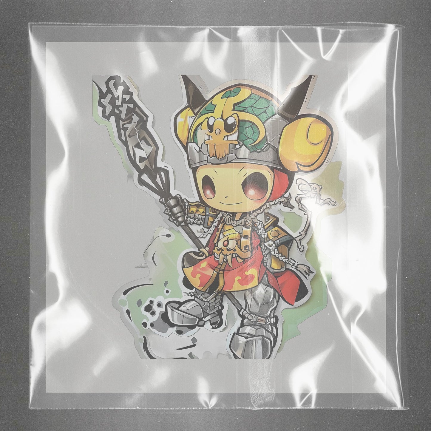 Samurai Chibi Warrior Ready to Press Film Peel Main Plastic Cover