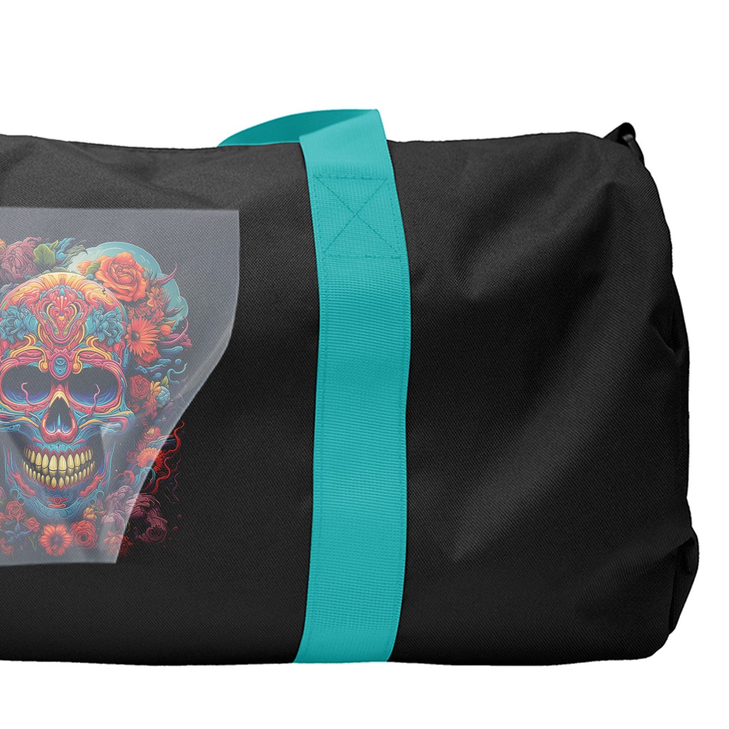 Floral Skull Fiesta Ready to Press Solid Black Hoodie Back Peel View