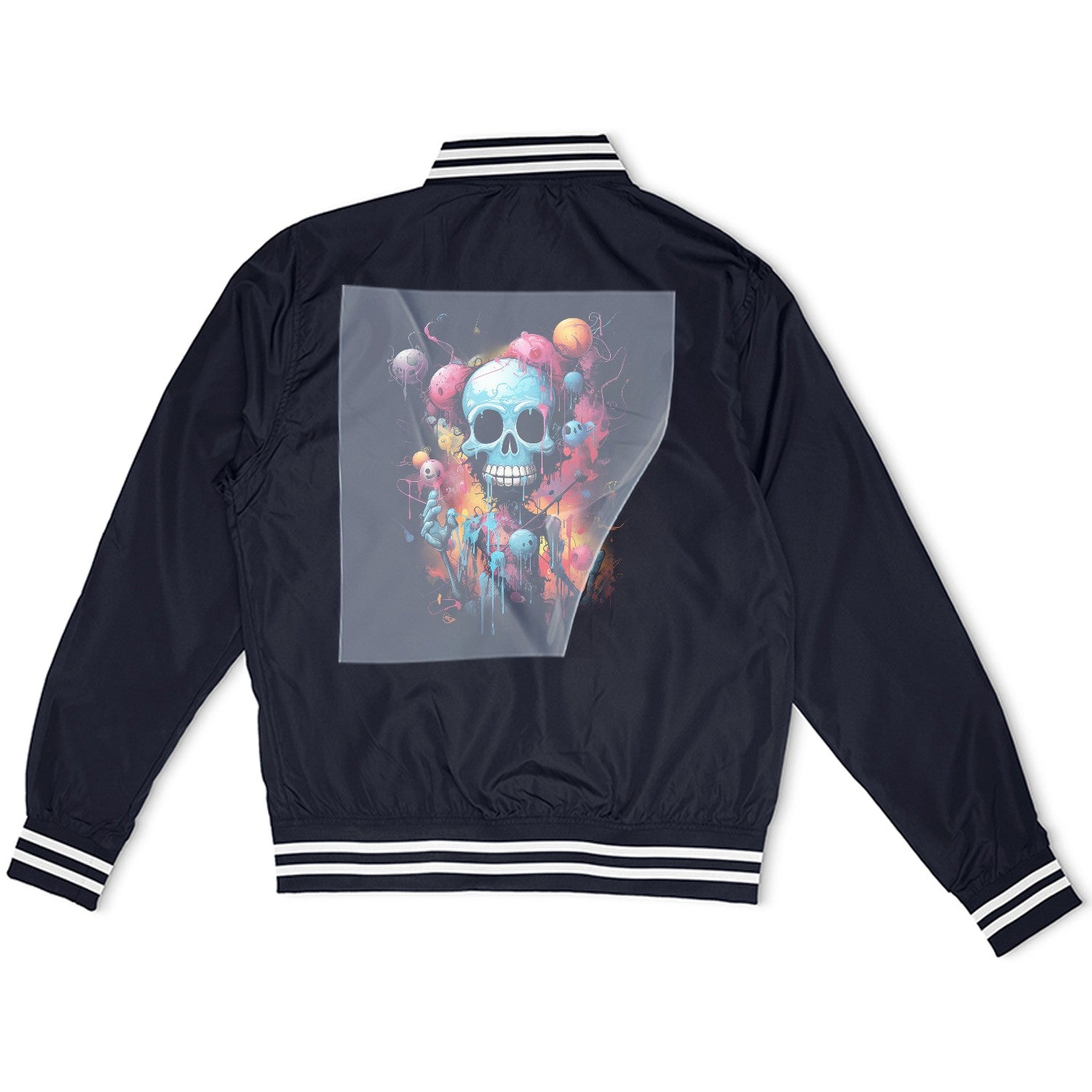 Cosmic Skull Illusion Ready to Press Heather Gray Sweater Front Peel View