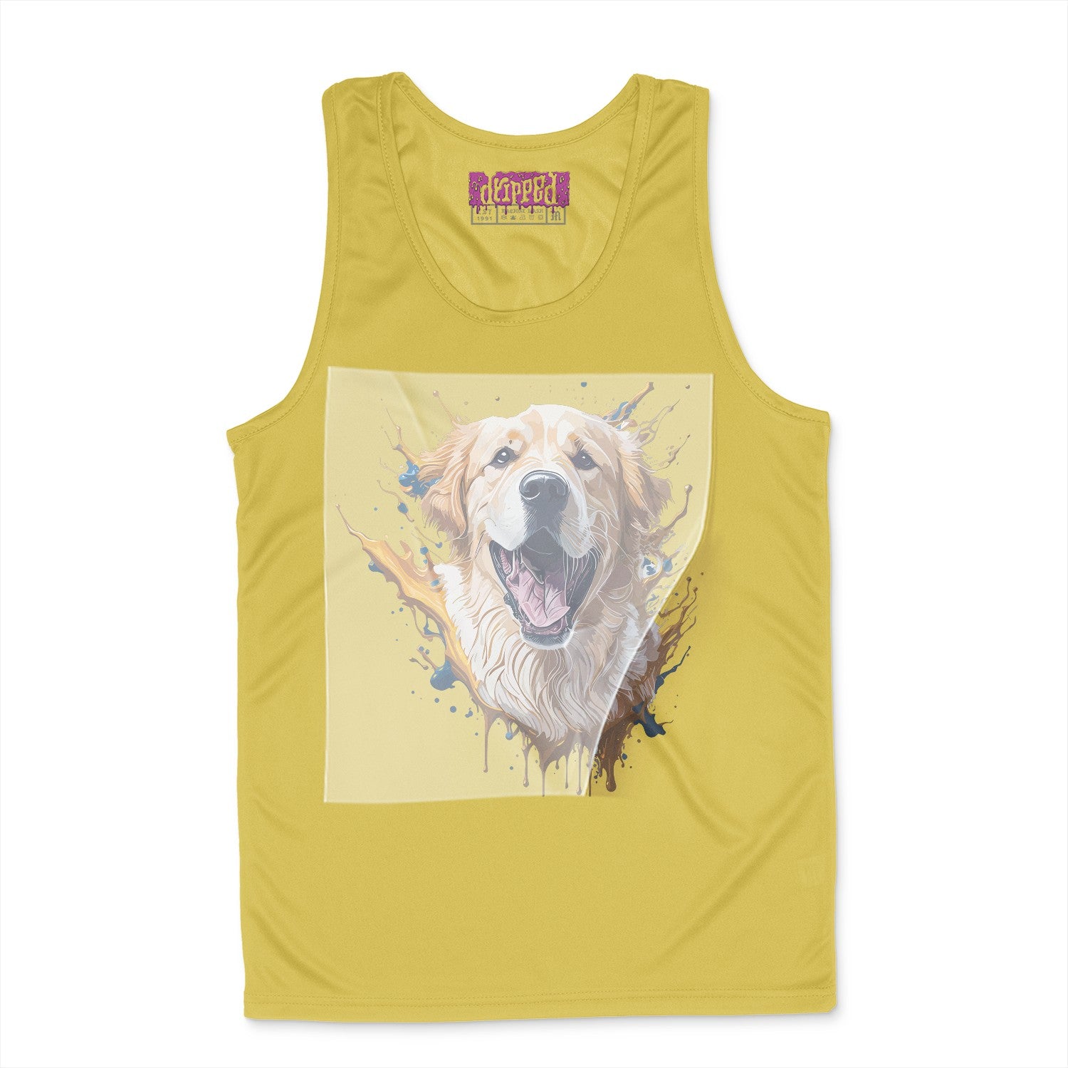 Vibrant Vector Retriever Ready to Press White Tshirt Back Peel View