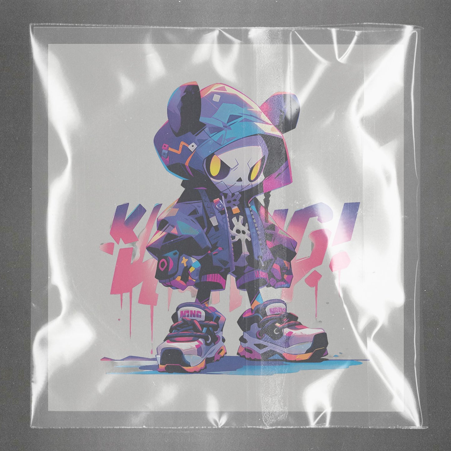 Cyberpunk Bear Illusion Ready to Press Film Peel Main Plastic Cover