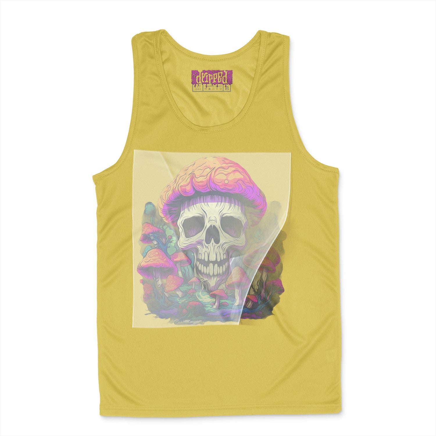 Mycelic Skull Illusion Ready to Press White Tshirt Back Peel View