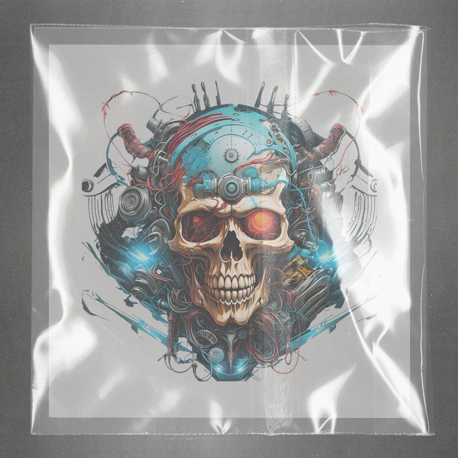 Cybernetic Skull Fusion Ready to Press Film Peel Main Plastic Cover