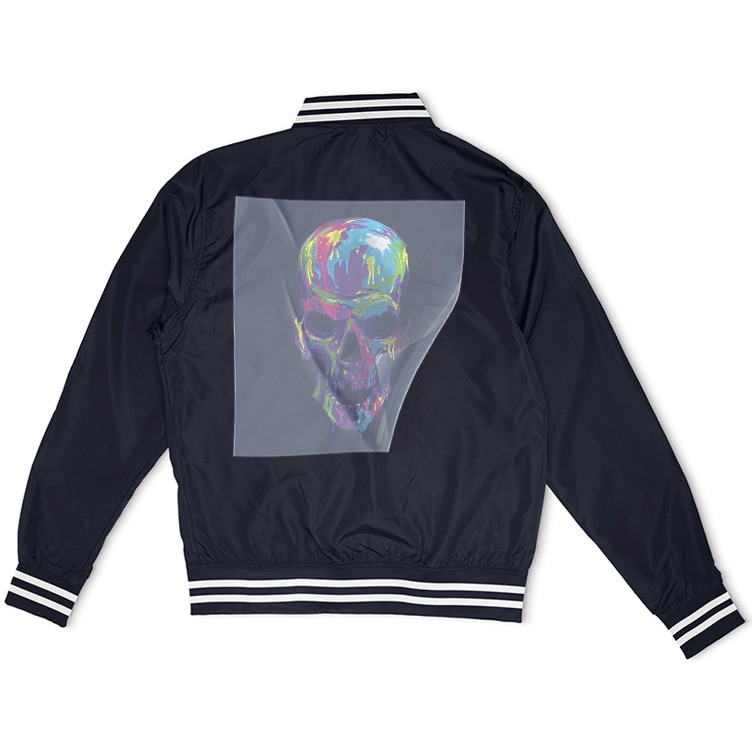 Vibrant Skull Fusion Ready to Press Heather Gray Sweater Front Peel View