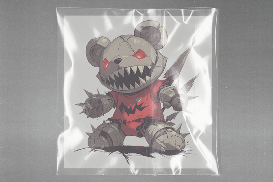 Menacing Teddy Warrior Ready to Press Film Peel Main Plastic Cover