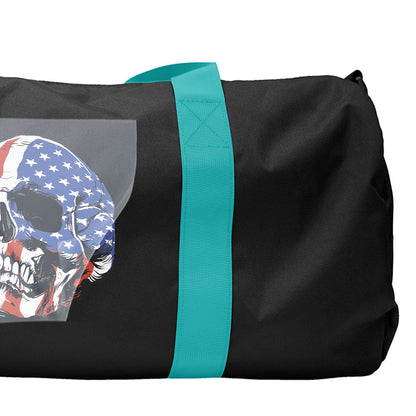 Patriotic Skull PopArt Ready to Press Solid Black Hoodie Back Peel View