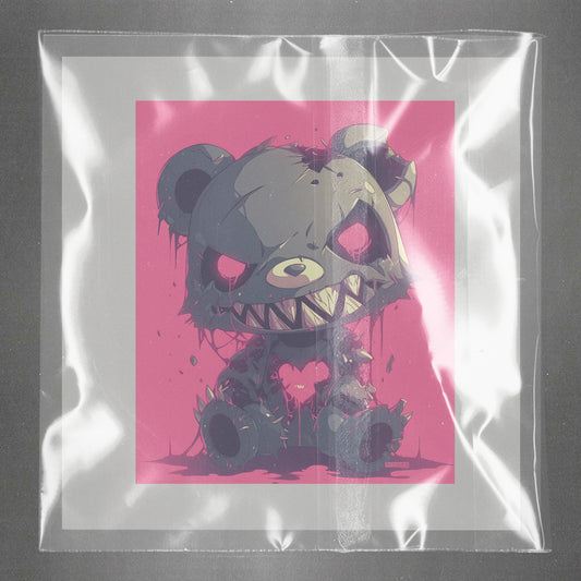 Sinister Pink Nightmare Teddy Ready to Press Film Peel Main Plastic Cover