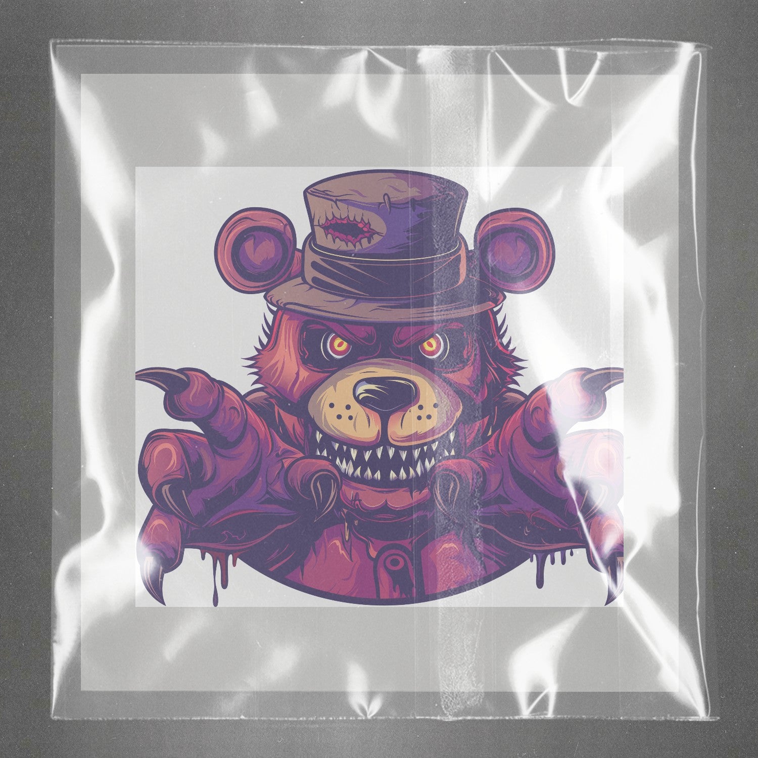 Gothic Bear Illusion Ready to Press Film Peel Main Plastic Cover