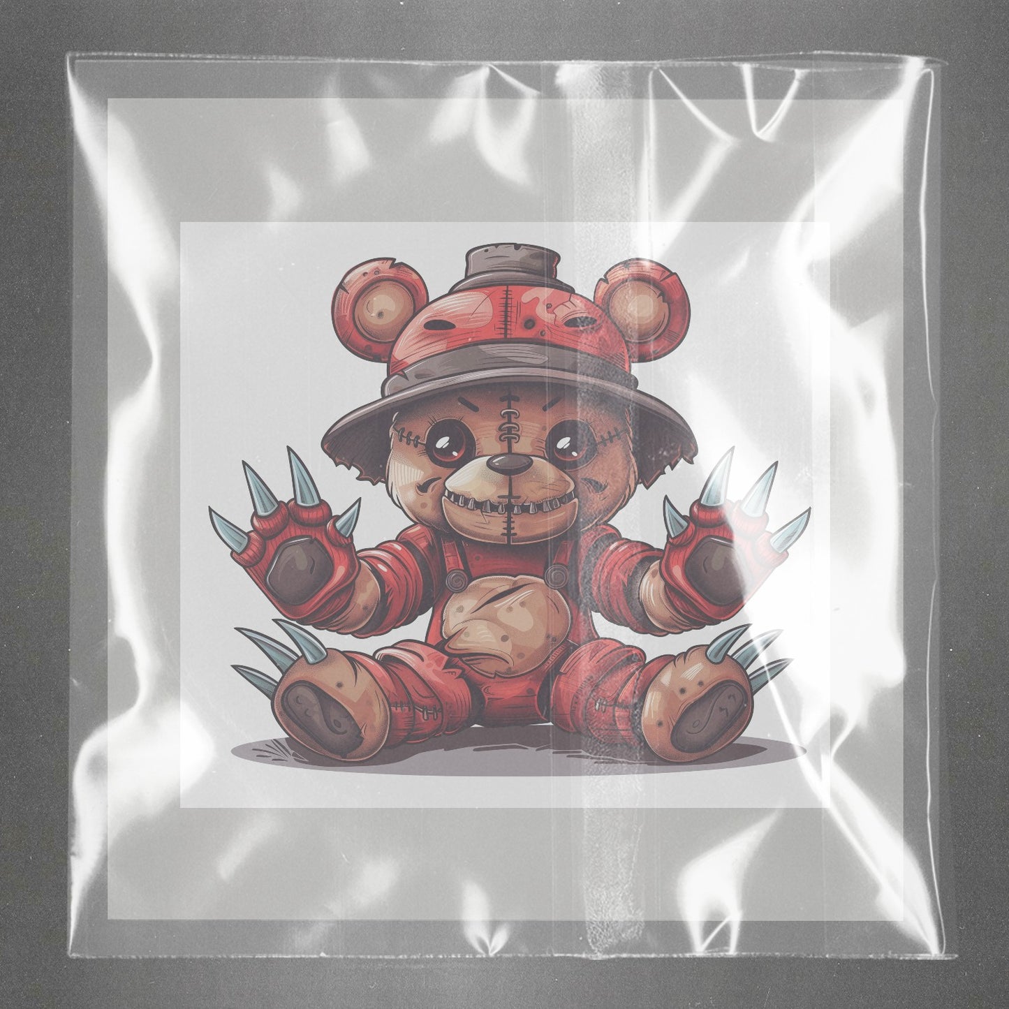 Punk Patchwork Teddy Ready to Press Film Peel Main Plastic Cover