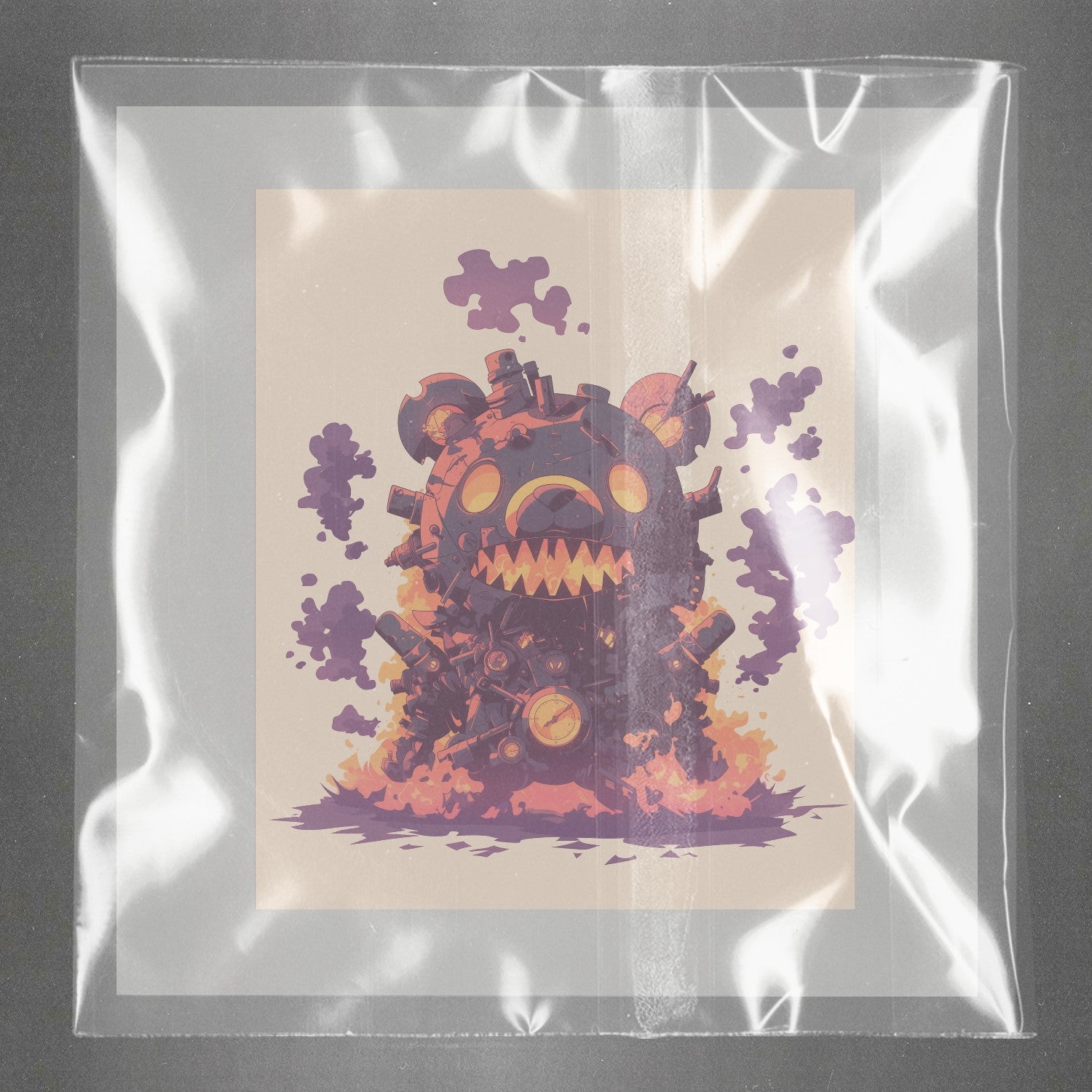 Cybernetic Flame Bear Ready to Press Film Peel Main Plastic Cover