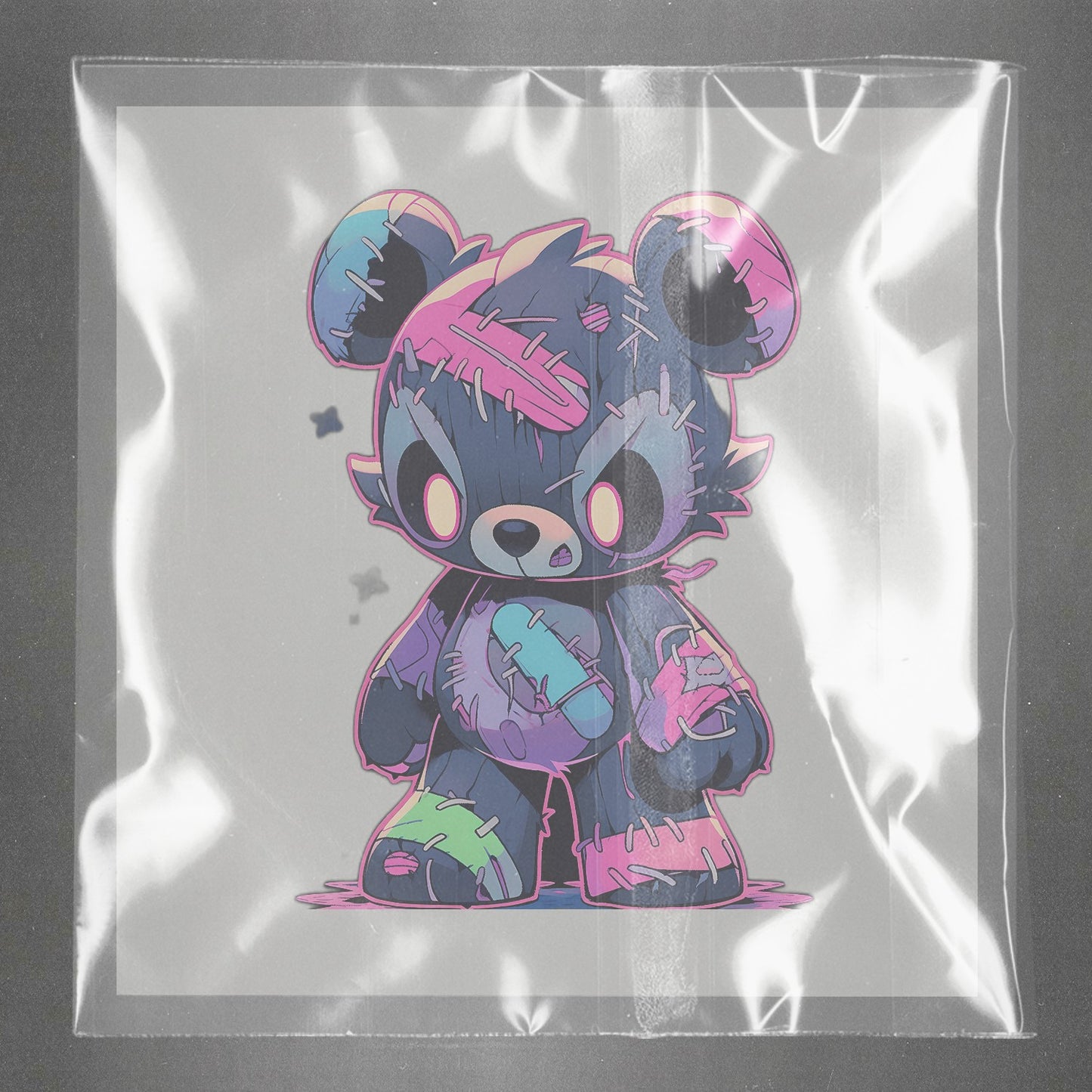 Zombified Teddy Tag Ready to Press Film Peel Main Plastic Cover