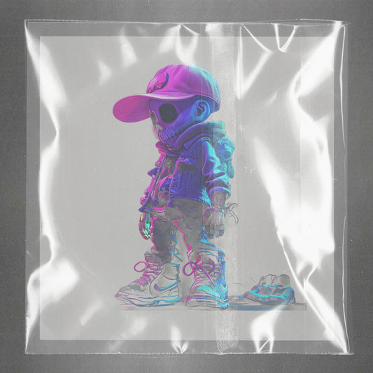 Neon Skull Streetwear Blaze Ready to Press Film Peel Main Plastic Cover