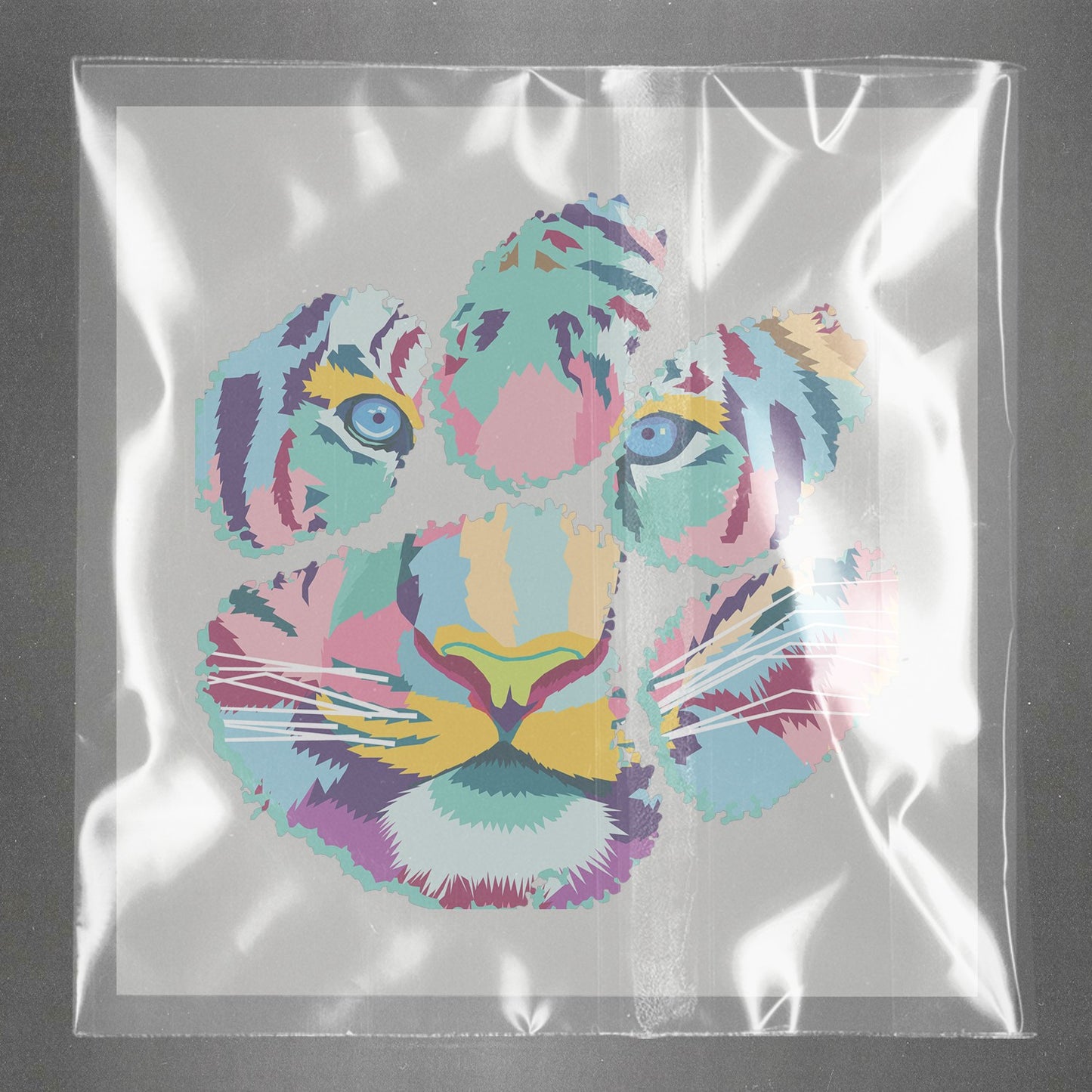 Cubist Tiger Mosaic Ready to Press Film Peel Main Plastic Cover