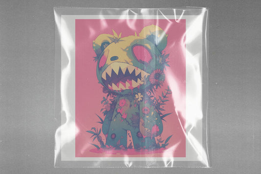 Whimsical Bear Decay Ready to Press Film Peel Main Plastic Cover