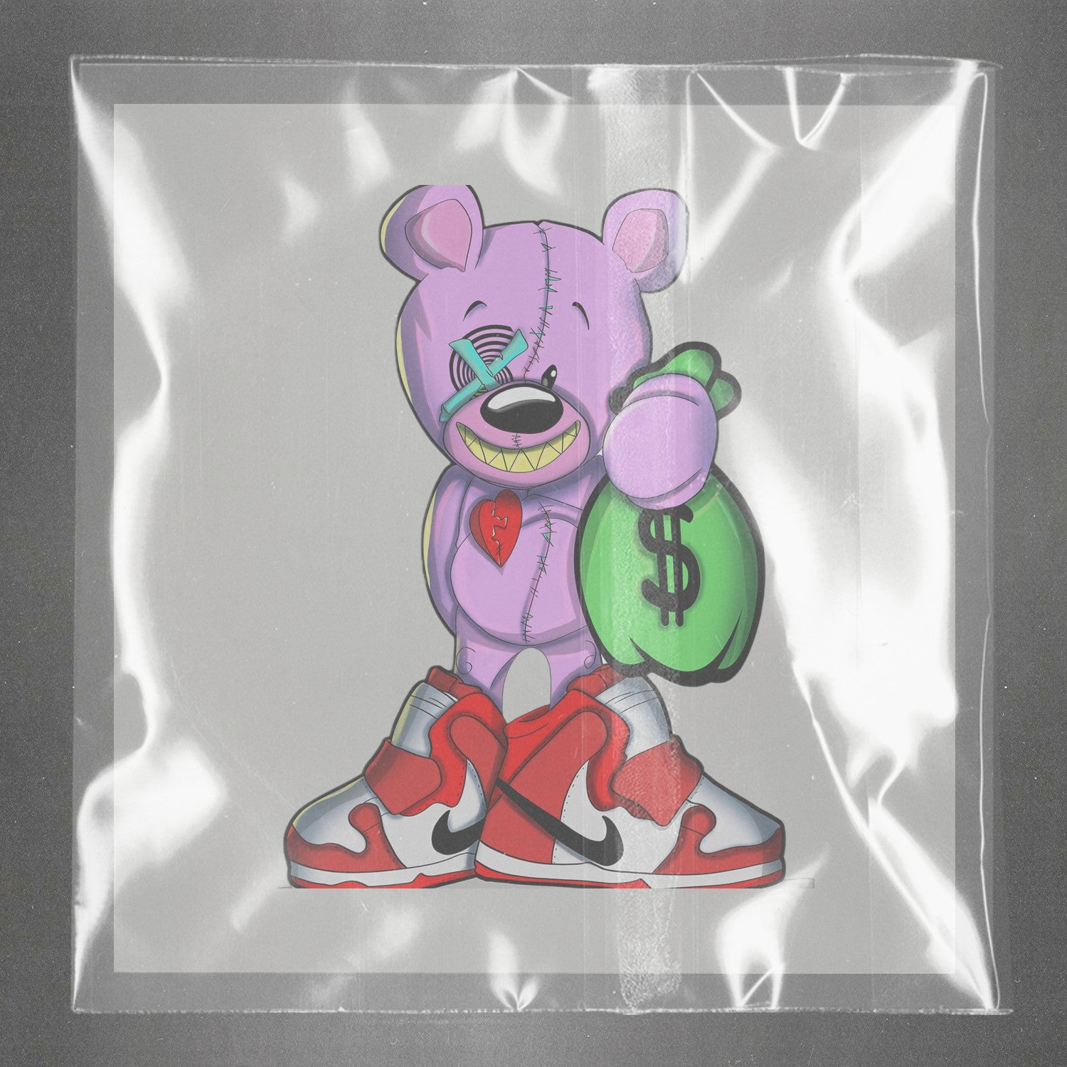 Patchwork Prosperity Bear Ready to Press Film Peel Main Plastic Cover