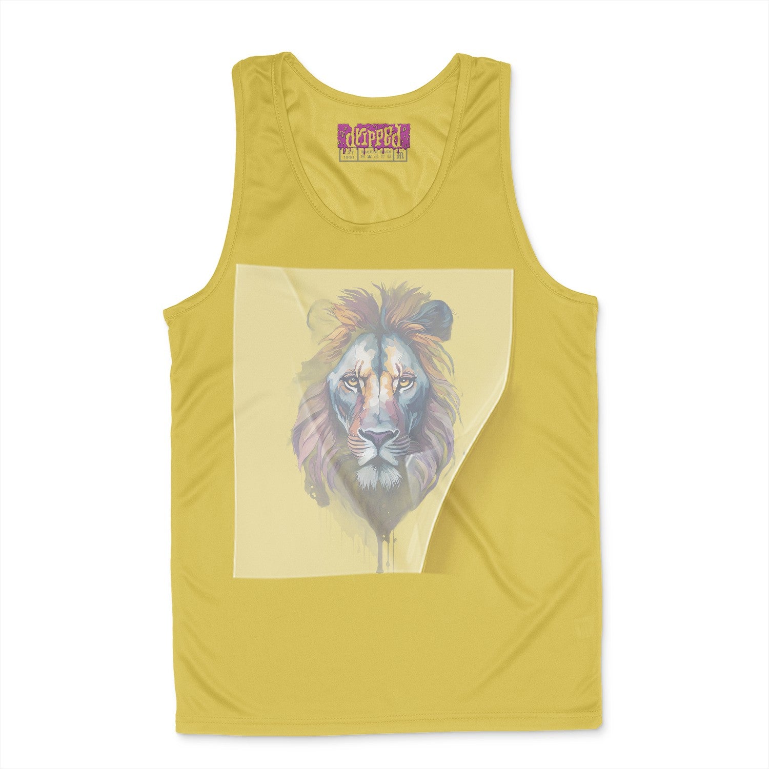 Cubist Lion Majesty Ready to Press White Tshirt Back Peel View