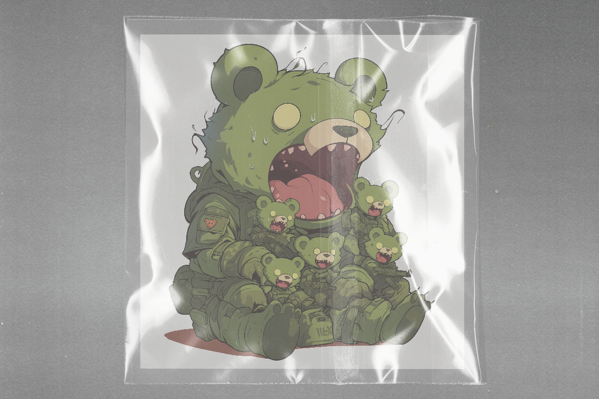 Roaring Military Bear Ready to Press Film Peel Main Plastic Cover