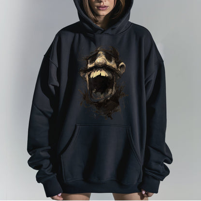 Monstrous Menace Illustration Hoodie Tshirt Female Model