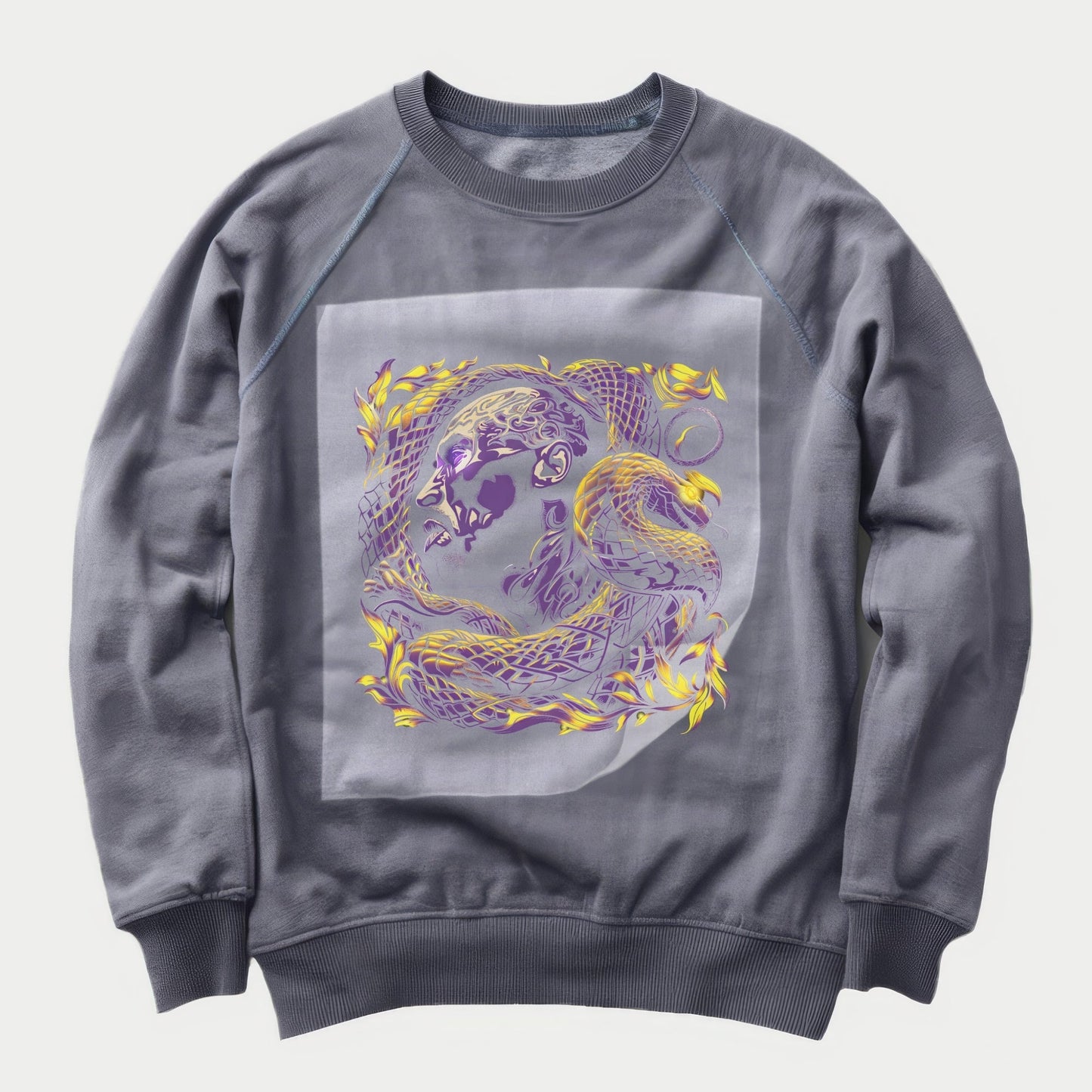 Mamba's Graphic Vigor Ready to Press Heather Gray Sweater Front Peel View