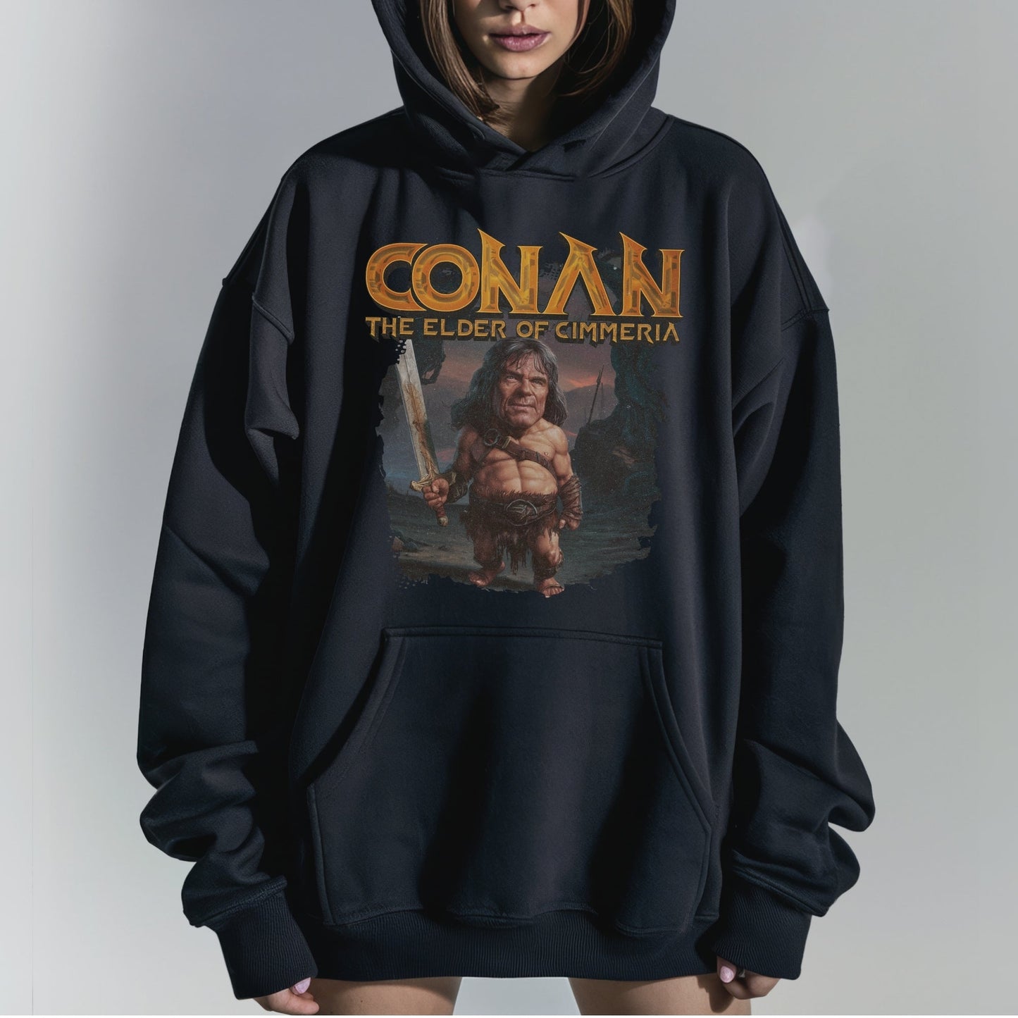 Cimmerian Twilight Warrior Hoodie Tshirt Female Model