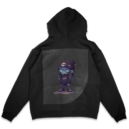 Streetwear Specter Swag Ready to Press Solid Black Hoodie Back Peel View