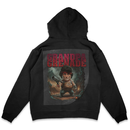 Geriatric Rambo Resurgence Ready to Press Solid Black Hoodie Back Peel View