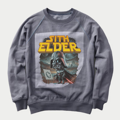 Sith Elder: Vintage Villainy Ready to Press Heather Gray Sweater Front Peel View